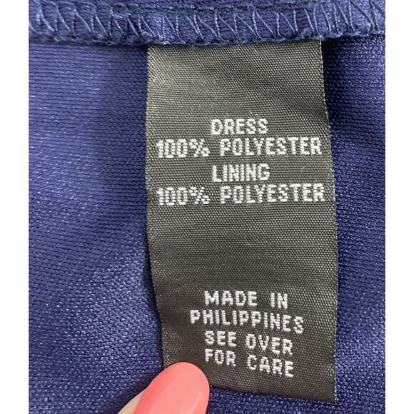 Womens Dress Size Medium Embroidered Sheer Yoke Sleeveless Navy Blue Comfy - Picture 6 of 8